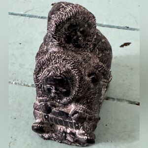 Vintage Wolf Sculpture Friends Sledding Stone Composite Cast Canada